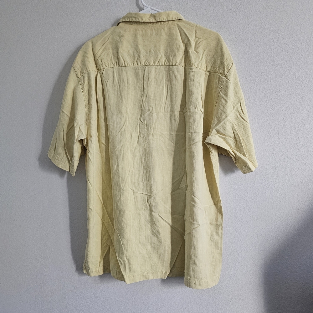 Tommy Bahama 100% Silk Butter Yellow Button Down Short Sleeve Shirt XL - Picture 4 of 4